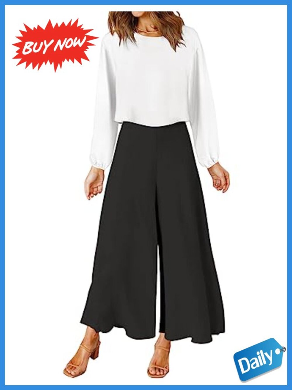 Women's 2 Piece Outfit Sleeveless Crop Top Wide Leg Pants Set Polyester